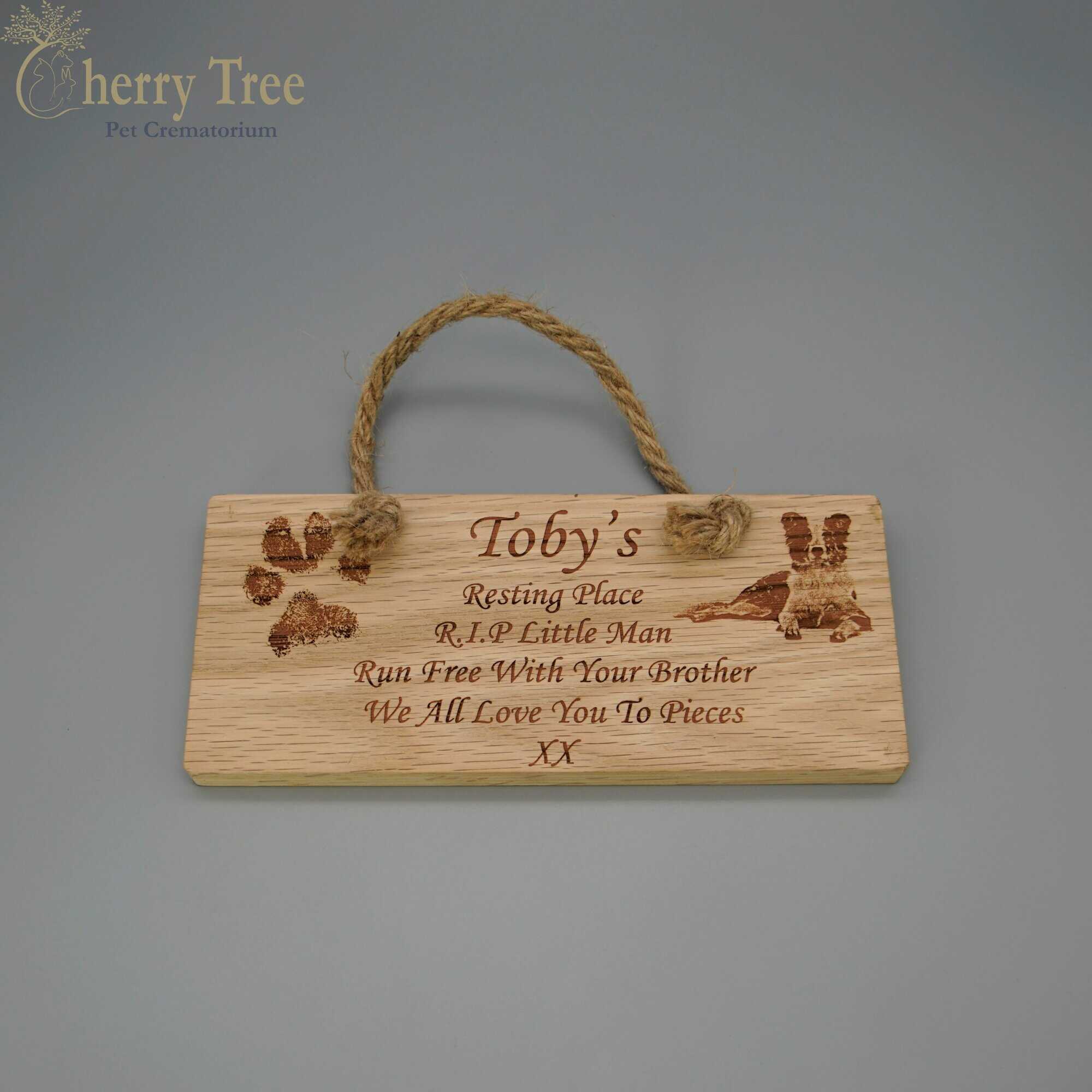 Wooden Rope Grave Marker – For Laser Engraving | Cherry Tree