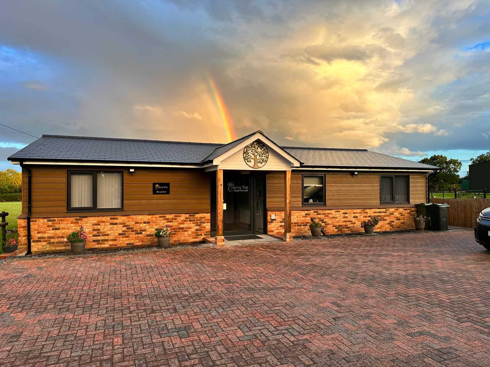 Warm evening light over the clinic entrance