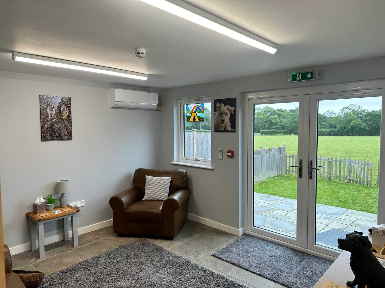 Clinic seating with a view of the garden